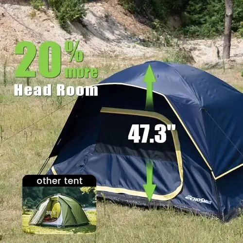 EchoSmile Camping Tent 2/3/4 Person, Waterproof Windproof Rainfly bilan ikki qatlamli, Ryukzak, piyoda, alpinizm, tashqi makon uchun oson o'rnatish - 3