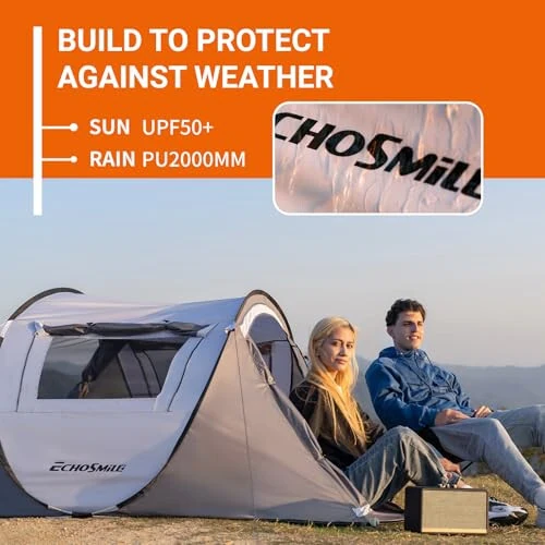 EchoSmile Camping tezkor chodir, 2/4/6/8/10 kishilik Pop Up chodir, suv o'tkazmaydigan gumbaz chodir, lagerda sayr qilish va ochiq havoda oson o'rnatish, ko'tarish sumkasi bilan ko'chma chodir, 3 fasl uchun... - 4