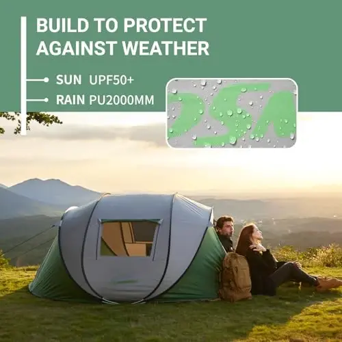 EchoSmile Instant Pop Up Camping Tent, 2/4/6 Person, Easy Setup Tent, Water Resistant Dome, Portable with Carry Bag - 3