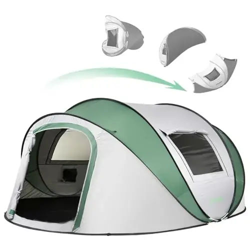 EchoSmile Instant Pop Up Camping Tent, 2/4/6 Person Easy Setup Tent | Water Resistant Dome·Portable with Carry Bag·Fiberglass Frame·Picnic·Camping·Hiking·Fishing 