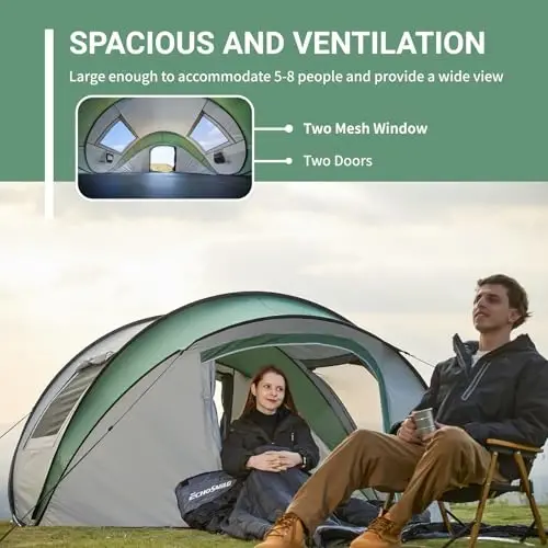 EchoSmile Instant Pop Up Camping Tent, 2/4/6 Person Easy Setup Tent | Water Resistant Dome·Portable with Carry Bag·Fiberglass Frame·Picnic·Camping·Hiking·Fishing - 5