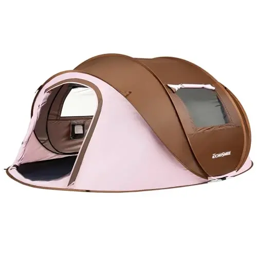 EchoSmile Instant Pop Up Camping Tent, 2/4/6 Person Easy Setup Tent | Water Resistant Dome·Portable with Carry Bag·Fiberglass Frame·Picnic·Camping·Hiking·Fishing - 1