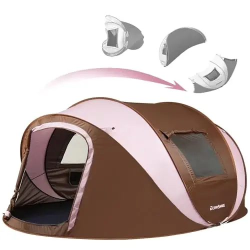 EchoSmile Instant Pop Up Camping Tent, 2/4/6 Person Easy Setup Tent | Water Resistant Dome·Portable with Carry Bag·Fiberglass Frame·Picnic·Camping·Hiking·Fishing 