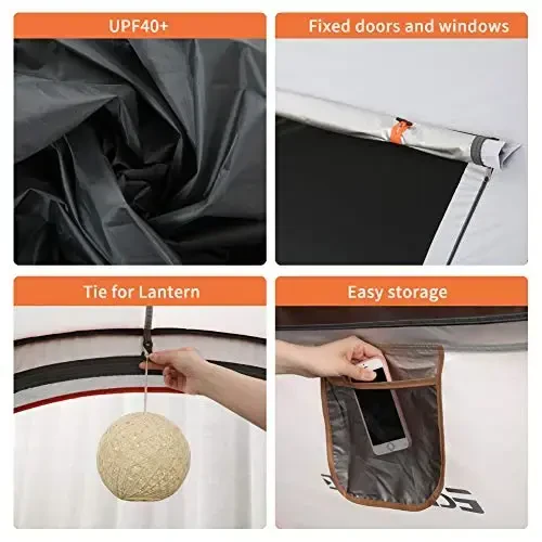 EchoSmile Instant Pop Up Camping Tent, 2/4/6 Person, Easy Setup Tent, Water Resistant Dome, Portable with Carry Bag - 6