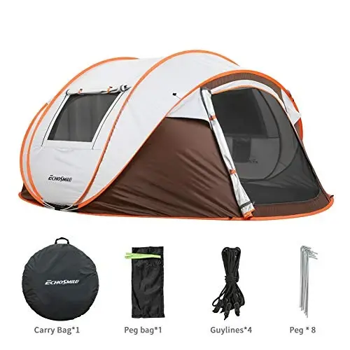 EchoSmile Instant Pop Up Camping Tent, 2/4/6 Person, Easy Setup Tent, Water Resistant Dome, Portable with Carry Bag - 5