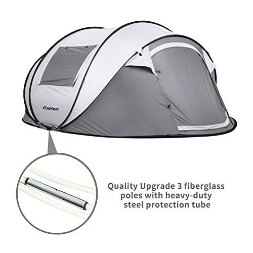 EchoSmile Instant Pop Up Camping Tent, 2/4/6 Person, Easy Setup Tent, Water Resistant Dome, Portable with Carry Bag - 3