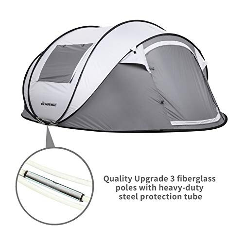 EchoSmile Instant Pop Up Camping Tent, 2/4/6 Person, Easy Setup Tent, Water Resistant Dome, Portable with Carry Bag - 3