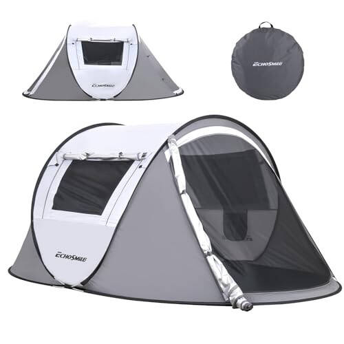 EchoSmile Instant Pop Up Camping Tent, 2/4/6 Person, Easy Setup Tent, Water Resistant Dome, Portable with Carry Bag - 6