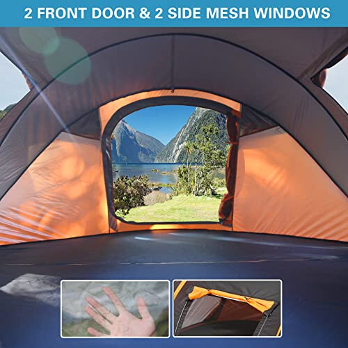 EchoSmile Instant Pop Up Camping Tent, 2/4/6 Person, Easy Setup Tent, Water Resistant Dome, Portable with Carry Bag - 3