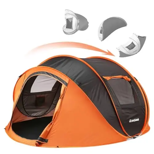 EchoSmile Instant Pop Up Camping Tent, 2/4/6 Person, Easy Setup Tent, Water Resistant Dome, Portable with Carry Bag - ECHOSMILE