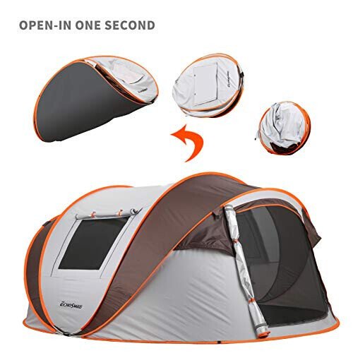 EchoSmile Instant Pop Up Camping Tent, 2/4/6 Person, Easy Setup Tent, Water Resistant Dome, Portable with Carry Bag - MODAZONE (1)