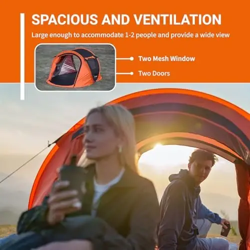 EchoSmile Instant Pop Up Camping Tent, 2/4/6 Person, Easy Setup Tent, Water Resistant Dome, Portable with Carry Bag - ECHOSMILE