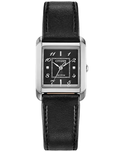 Eco-Drive Ayollar Bianca Qora Olma Material Tasmali Soat 28mm-Qora - 1