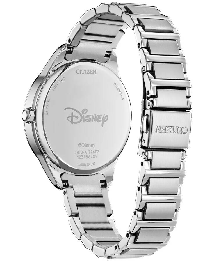 Eco-Drive Ayollar Disney Disco Minnie Mouse Zanglamaydigan Po'lat Bilaguch Soati 37mm Kumush Rang - 3