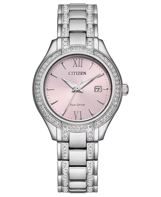 Eco-Drive Ayollar Silhouette Crystal Zanglamas Po'lat Bilaguzuk Soati 30mm-Kumush rangli - CITIZEN