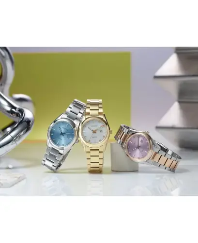 Eco-Drive Ayollar Sport Hashamatli Olmos Aksentli Zanglamaydigan Po'lat Bilaguzuk Soati 33mm-Kumush rangli - 5