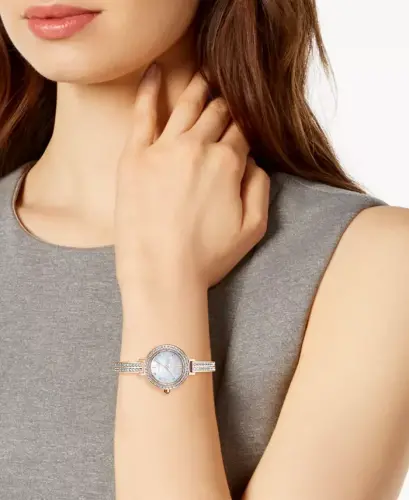 Eco-Drive Ayollar uchun pushti oltin rangli zanglamaydigan po'lat va kristalli bilaguzukli soat 25mm-pushti oltin rangli - CITIZEN (1)