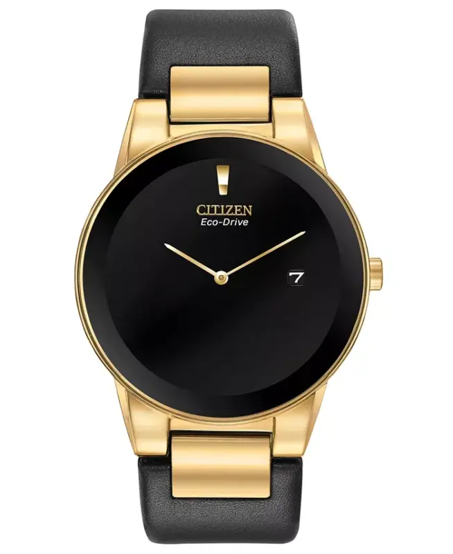 Eco-Drive erkaklar Axiom qora charm tasma soati 40mm-qora - CITIZEN