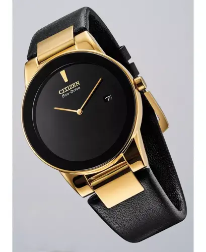 Eco-Drive erkaklar Axiom qora charm tasma soati 40mm-qora - 3
