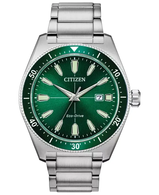 Eco-Drive erkaklar Brycen zanglamas po'lat bilaguzukli soat 43mm-kumush - 1