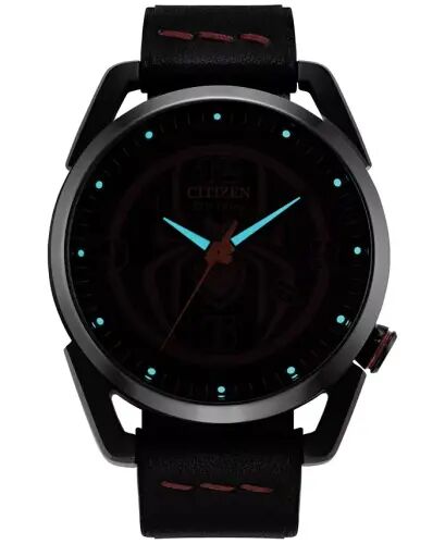 Eco-Drive erkaklar Marvel Miles Morales qora charm tasma soati 42mm - 4