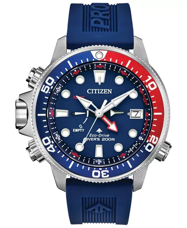 Eco-Drive erkaklar Promaster Aqualand ko'k silikon tasma soati 46mm-ko'k - 1
