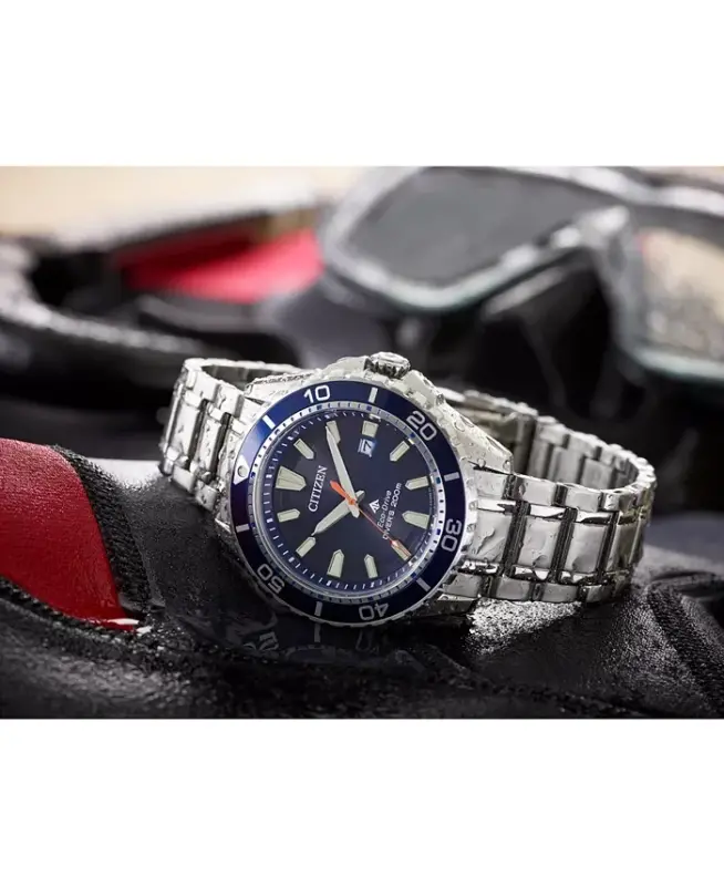 Eco-Drive erkaklar Promaster Diver zanglamaydigan po'lat bilaguzuk soati 44mm-kumush - 8