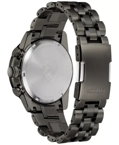 Eco-Drive erkaklar xronografi Nighthawk kulrang zanglamaydigan po'lat bilaguzuk soati 43mm-kulrang - 8