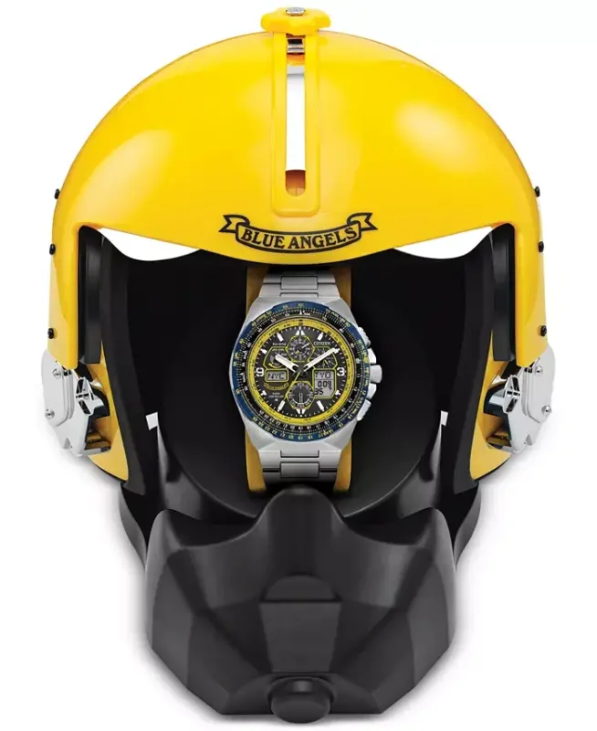 Eco-Drive erkaklar xronografi Promaster Skyhawk A-T Blue Angels zanglamaydigan po'lat bilaguzuk soati 46 mm - 4