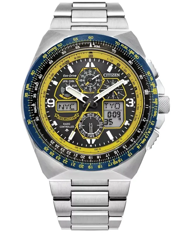 Eco-Drive erkaklar xronografi Promaster Skyhawk A-T Blue Angels zanglamaydigan po'lat bilaguzuk soati 46 mm - CITIZEN