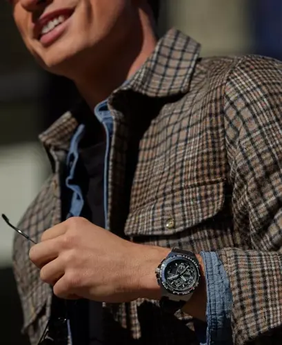 Eco-Drive erkaklar xronografi Promaster Skyhawk qora charm kamarli soat 46mm-qora - 4