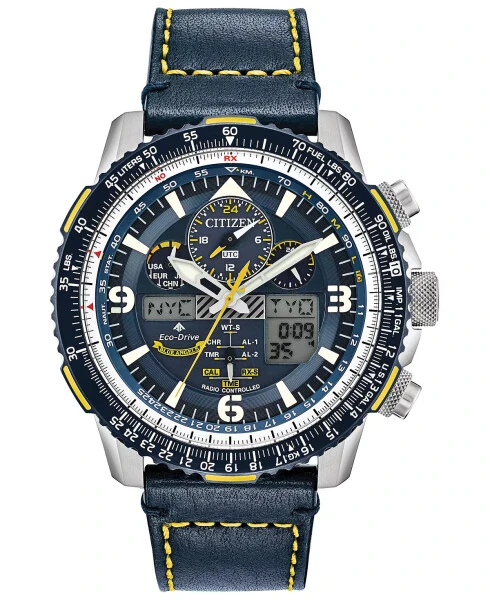 Eco-Drive Men's Analog-Digital Chronograph Promaster Blue Angels Skyhawk A-T Blue Leather Strap Watch 46mm - CITIZEN