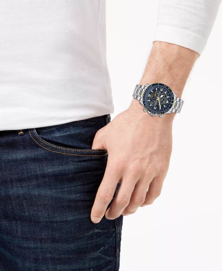 Eco-Drive Erkek Analog-Dijital Promaster Blue Angels Skyhawk A-T Paslanmaz Çelik Bilezik Saat 46mm Gümüş - 8