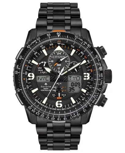 Eco-Drive Men's Analog-Digital Promaster Skyhawk A-T Black Stainless Steel Bracelet Watch 46mm - No Color - 1