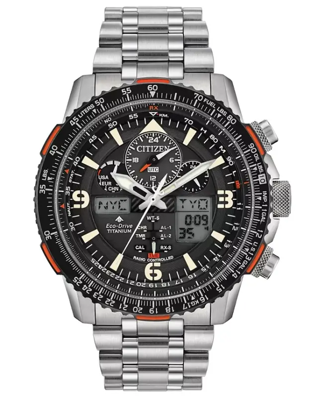 Eco-Drive Men's Analog-Digital Promaster Skyhawk A-T Titanium Bracelet Watch 45mm - Stainless Steel - CITIZEN