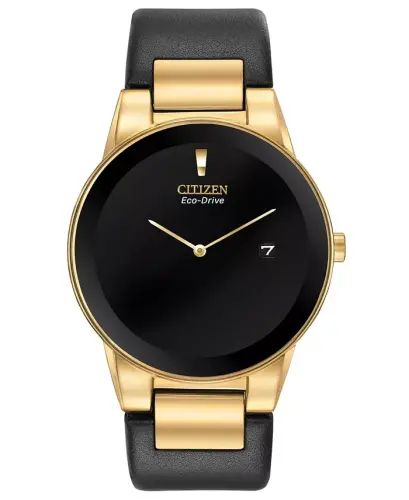 Eco-Drive Men's Axiom Black Leather Strap Watch 40mm - Black - 1