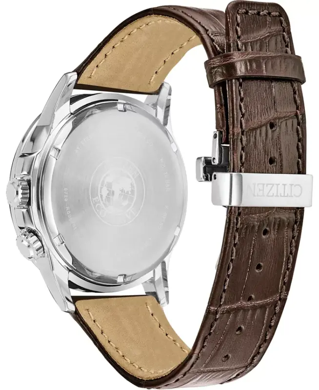 Eco-Drive Men's Calendrier Brown Leather Strap Watch 44mm - Brown - 5