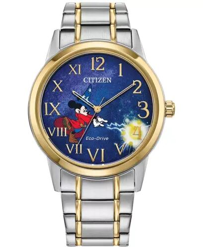 Eco-Drive Erkek Çırak Büyücü Mickey Çift Tonlu Paslanmaz Çelik Bilezikli Saat 40mm-Çift tonlu - 1