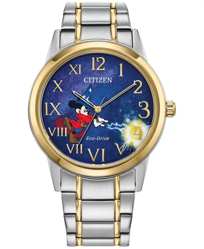 Eco-Drive Erkek Çırak Büyücü Mickey Çift Tonlu Paslanmaz Çelik Bilezikli Saat 40mm-Çift tonlu - 1