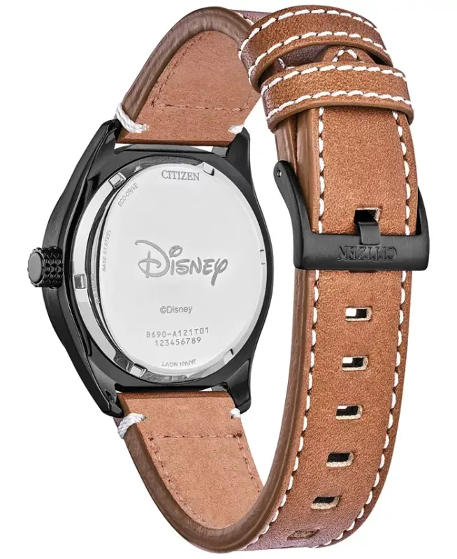Eco-Drive Erkek Disney Mickey Mouse Kahverengi Deri Kayışlı Saat 43mm-Kahverengi - 6