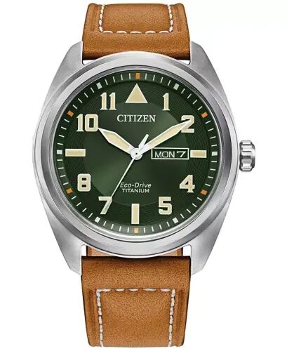 Eco-Drive Erkek Garrison Kahverengi Deri Kayışlı Saat, 42mm-Kahverengi - 1