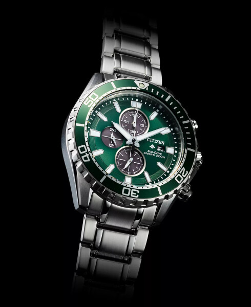 Eco-Drive Erkek Kronograf Promaster Dalış Paslanmaz Çelik Bilezik Saat 45mm Gümüş Ton - 4