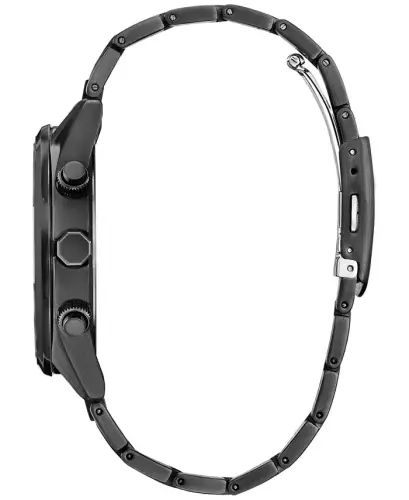 Eco-Drive Erkek Kronograf Spor Lüks Radyo Kontrollü Siyah Tonlu Paslanmaz Çelik Bileklik Saat 43mm-Siyah - CITIZEN (1)