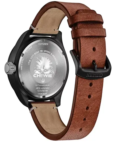 Eco-Drive Men's Star Wars Chewbacca Brown Leather Strap Watch 43mm - Brown - 3