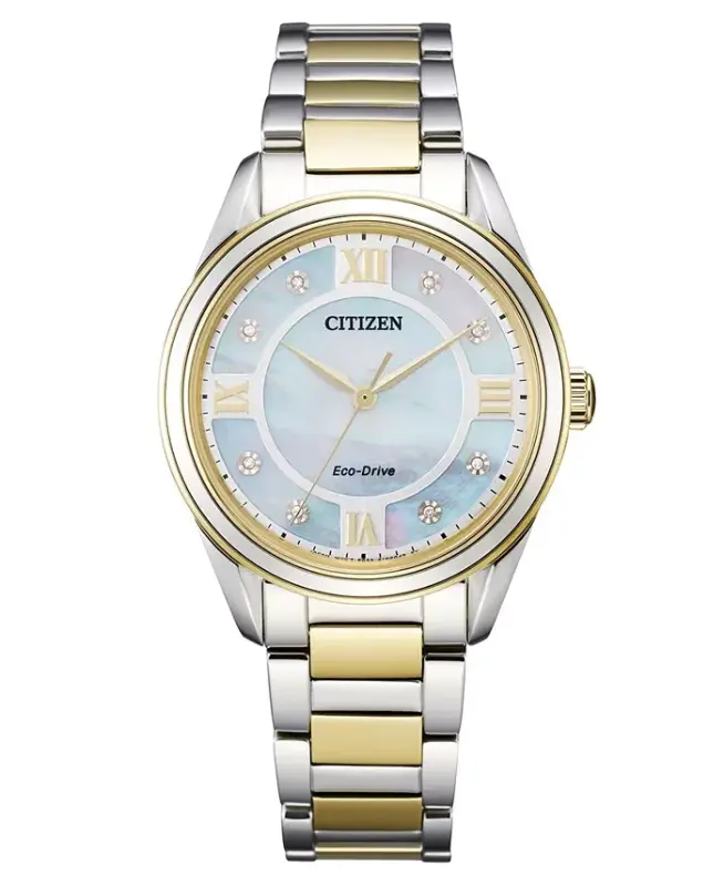 Eco-Drive Women's Arezzo Diamond-Accent Two-Tone Stainless Steel Bracelet Watch 32mm - Two-tone - 1
