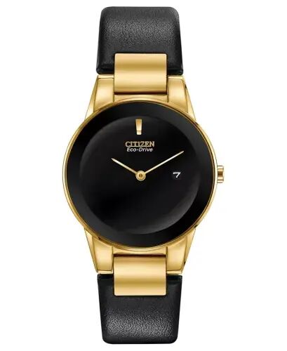 Eco-Drive Women's Axiom Black Leather Strap Watch 30mm-Black - 1