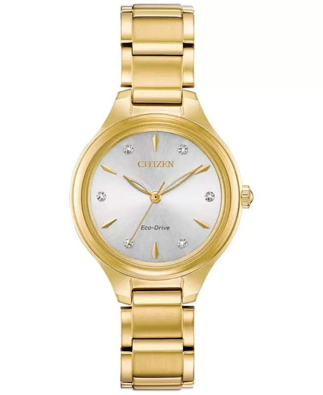 Eco-Drive Women's Corso Diamond-Accent Gold-Tone Stainless Steel Bracelet Watch 29mm-Gold - CITIZEN