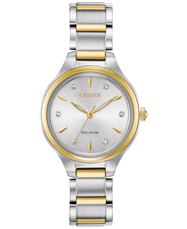 Eco-Drive Women's Corso Diamond-Accent Two-Tone Stainless Steel Bracelet Watch 29mm - CITIZEN