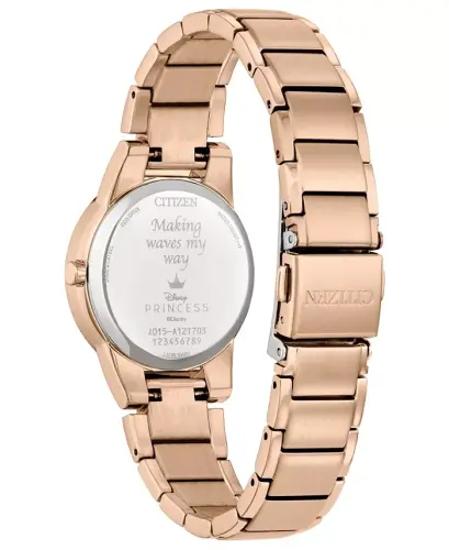 Eco-Drive Women's Disney Princess Ariel Rose Gold-Tone Stainless Steel Bracelet Watch 30mm Gift Set-Rose Gold-tone - 4