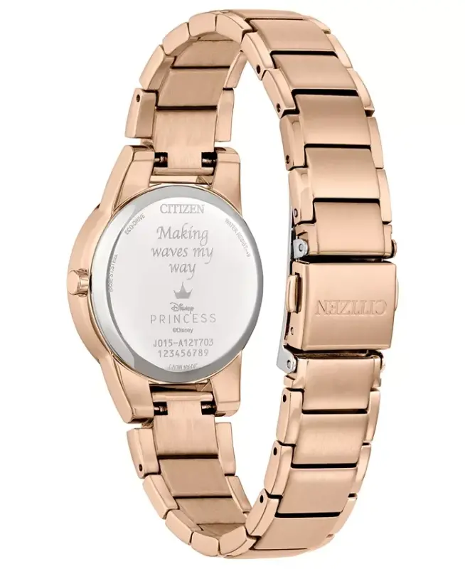 Eco-Drive Women's Disney Princess Ariel Rose Gold-Tone Stainless Steel Bracelet Watch 30mm Gift Set-Rose Gold-tone - 4